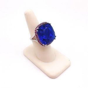 One of a kind Big Bold Blue Topaz Cocktail Statement Ring